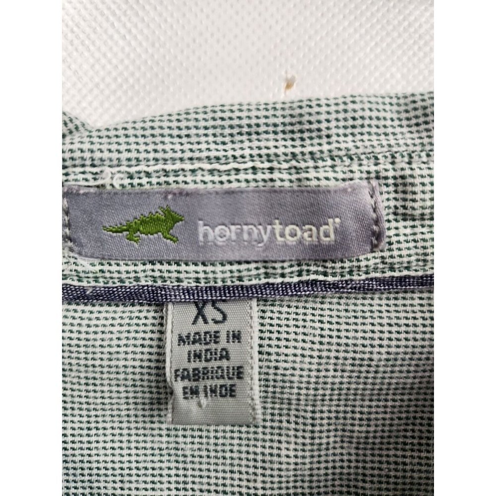 Horny Toad Green White Organic Cotton Button Back Long Sleeve Shirt XS - Picture 3 of 7